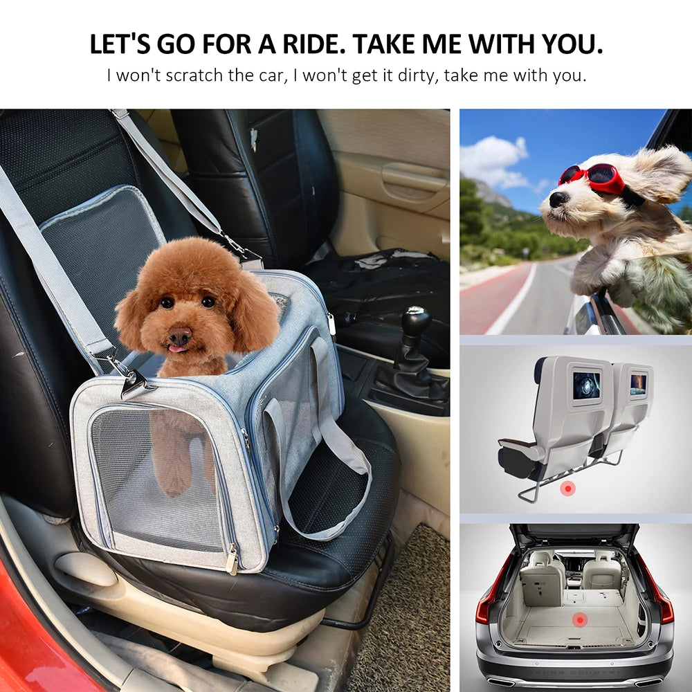 Dog Carrier Bag Soft Side Backpack Cat Pet Carriers Dog Travel Bags Airline Approved Transport For Small Dogs Cats Outgoing