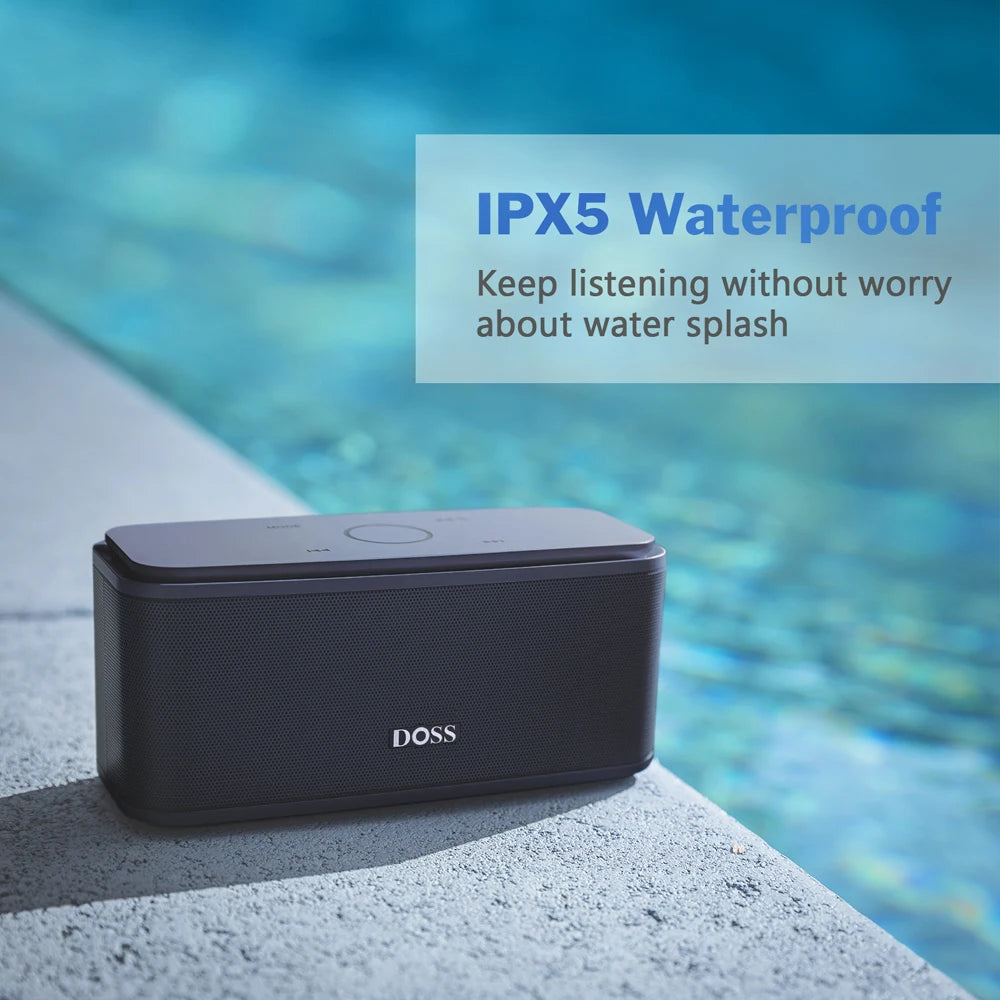 DOSS Bluetooth Speaker SoundBox, Touch Control Sound Box, 12W HD Sound, IPX5 Waterproof, Built-in Mic Hand Free Portable Speaker