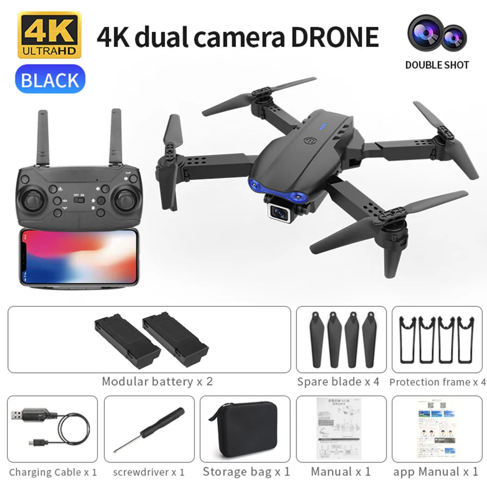 E99 K3 Pro HD 4k Drone Camera High Hold Mode Foldable Mini RC WIFI Aerial Photography Quadcopter Toys Helicopter with 2 Battery