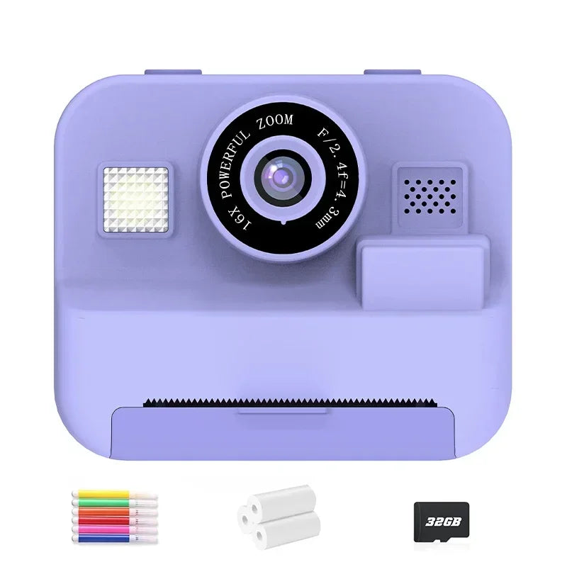 Digital Children Camera with Instant Print Video Recording 32G Card and Thermal Printing - Perfect Gift for Kids Educational Toy