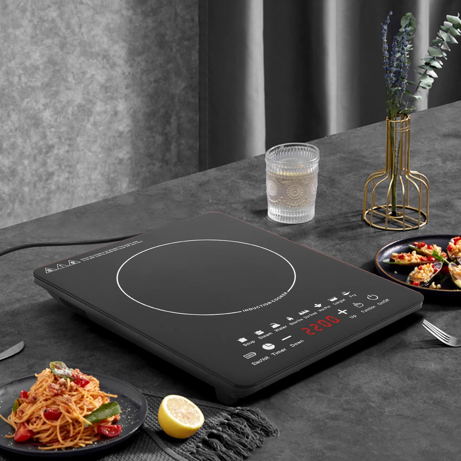 2200W Portable Kitchen Countertop Induction Cooktop Burner Electric Hot Stove