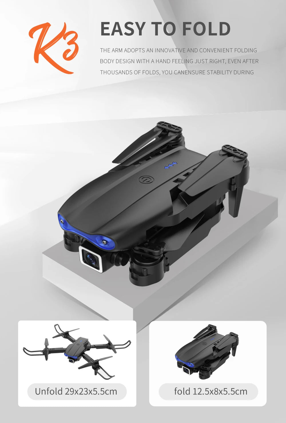 E99 K3 Pro HD 4k Drone Camera High Hold Mode Foldable Mini RC WIFI Aerial Photography Quadcopter Toys Helicopter with 2 Battery