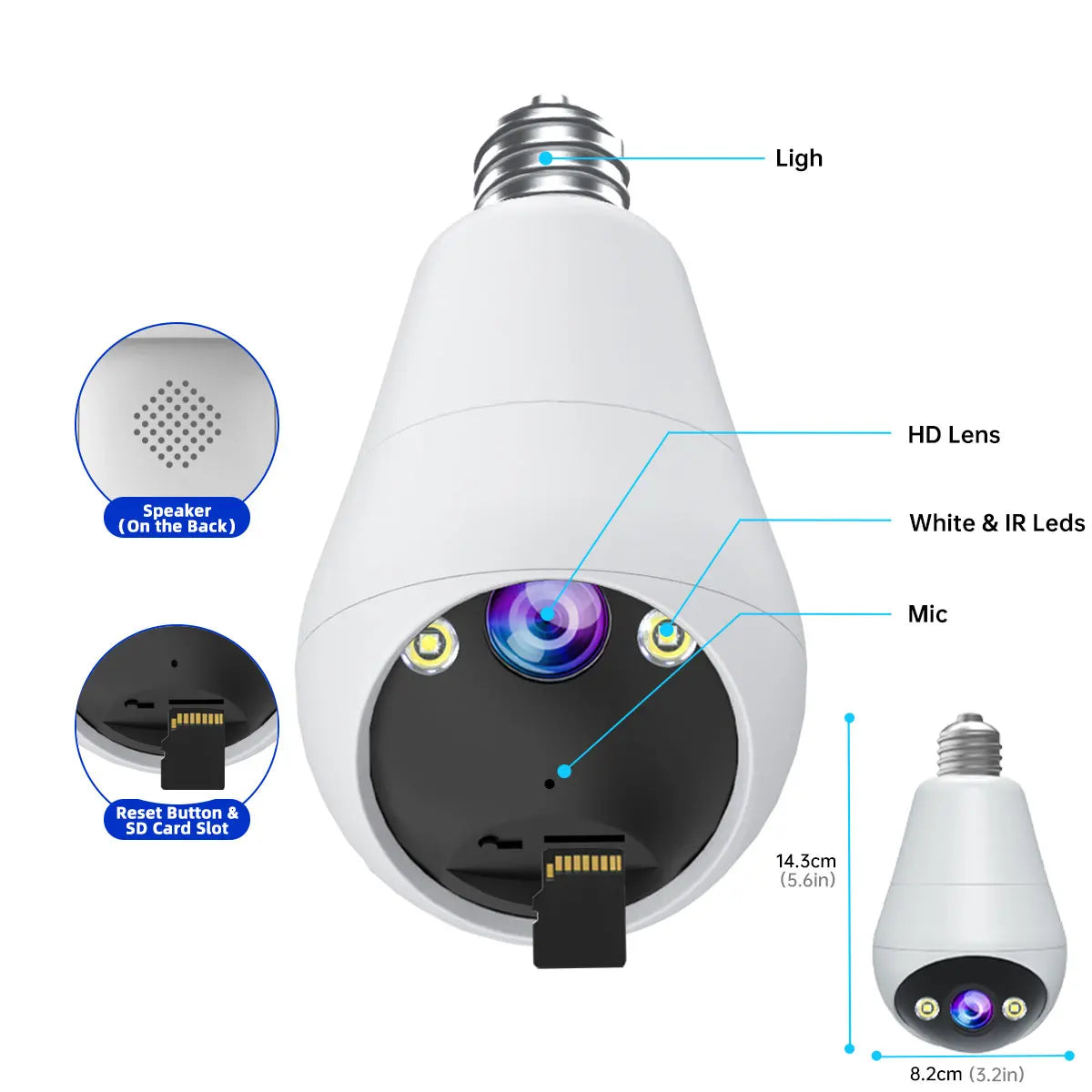 Jooan 2K 3MP E27 Bulb Camera WiFi Indoor Video Surveillance Home Security Monitor Full Color Night Vision Auto Tracking