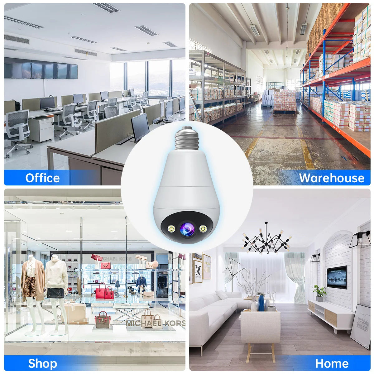 Jooan 2K 3MP E27 Bulb Camera WiFi Indoor Video Surveillance Home Security Monitor Full Color Night Vision Auto Tracking