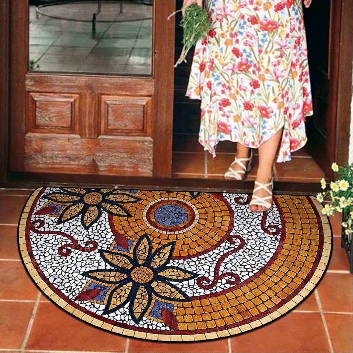 Entrance Doormat Garden Decorations Door Entry Mats Outdoor Carpet Home Floor Mat Semi-circular Rug Tapete Entrada De Casa