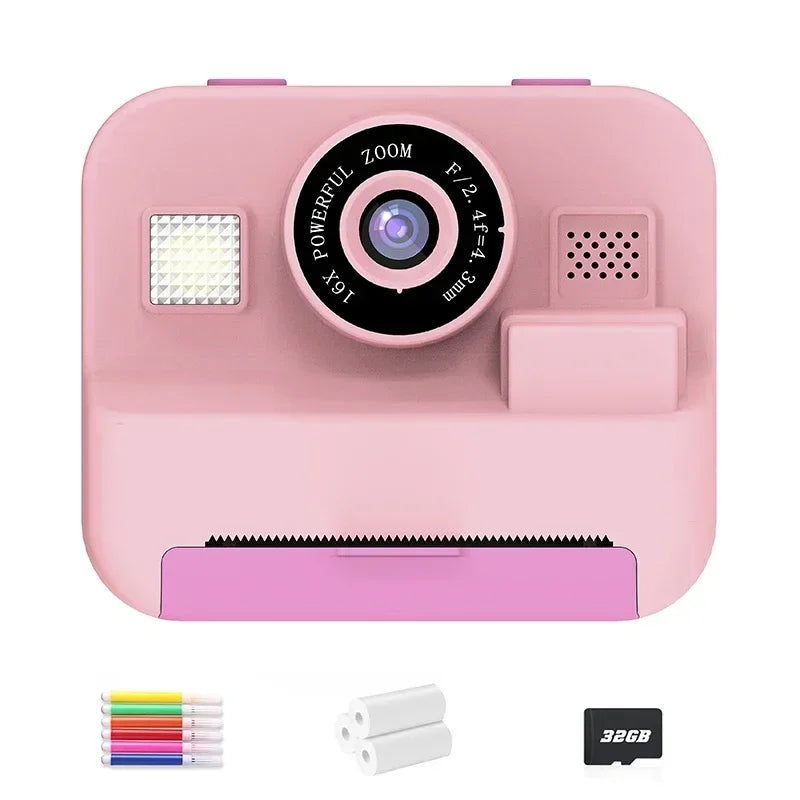 Digital Children Camera with Instant Print Video Recording 32G Card and Thermal Printing - Perfect Gift for Kids Educational Toy