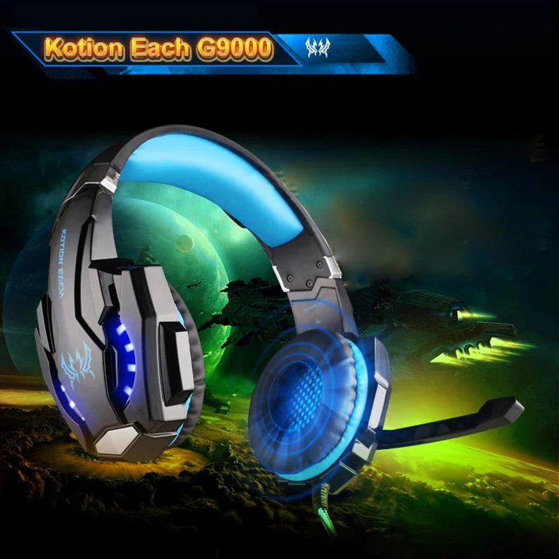 G9000 Gaming Headset Over-Ear Wired Headphones Deep Bass Stereo Casque LED Light Earphone with Mic for PS4 PS5 Switch XBOX PC