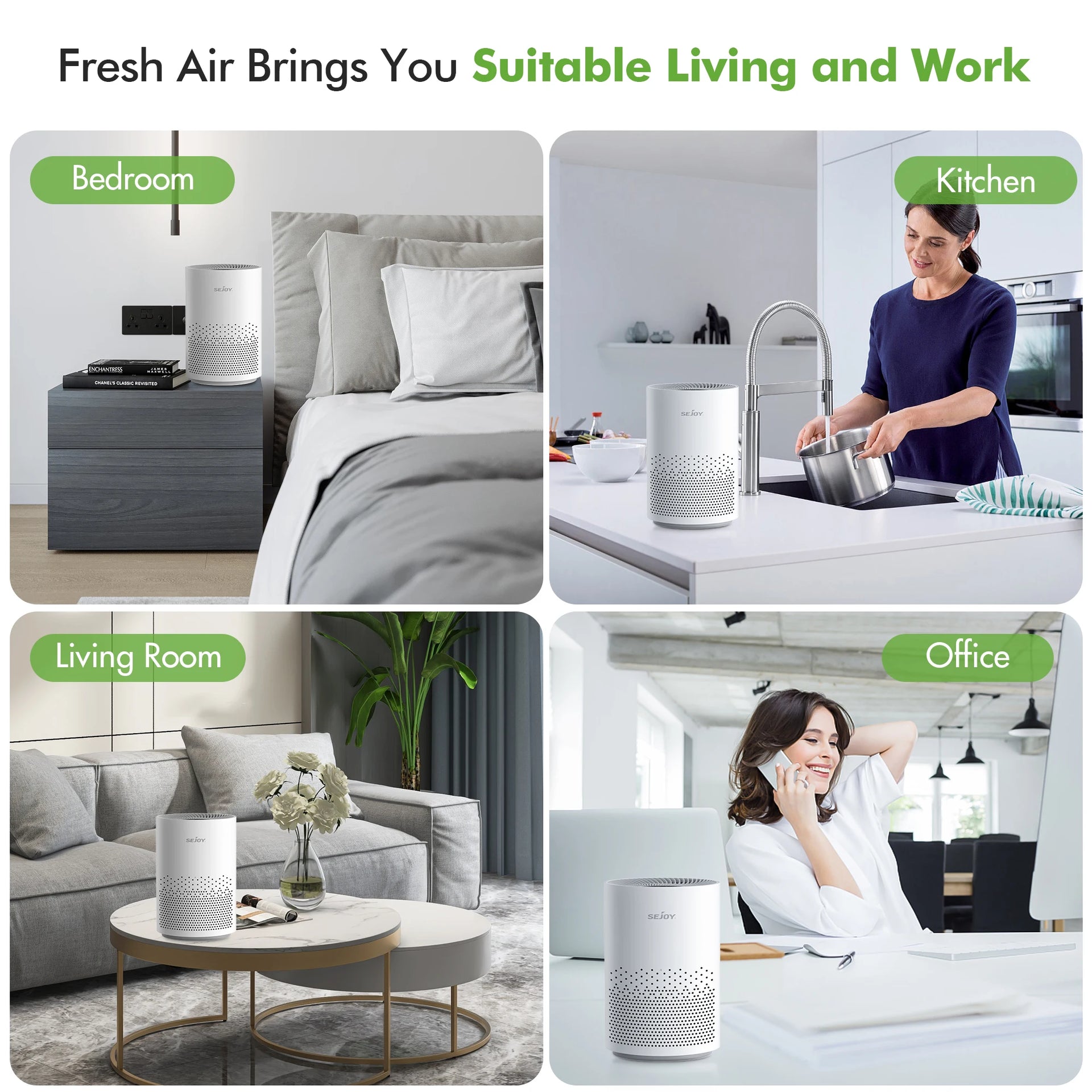 True HEPA Air Purifier Hepa Filter,4 Speeds,Timers Ionizer Cold Plasma 360° Air Inlet 99.9% Removal Rate For Indoor Bedroom