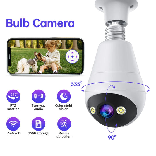 Jooan 2K 3MP E27 Bulb Camera WiFi Indoor Video Surveillance Home Security Monitor Full Color Night Vision Auto Tracking