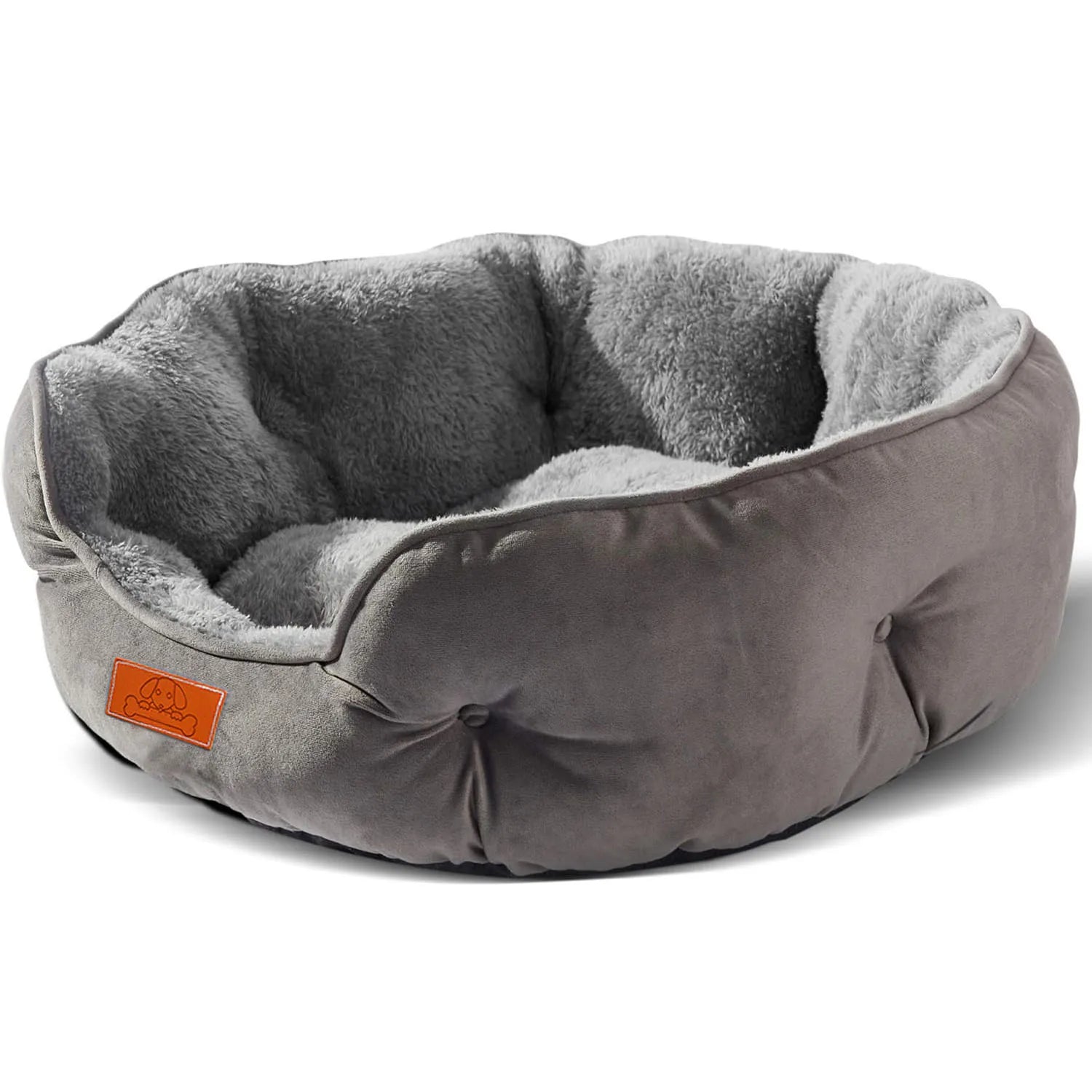 Pet Bed for Small and Large Pets, Soft, Washable, Non-Slip Base, Water Resistant, Grey, 50 cm