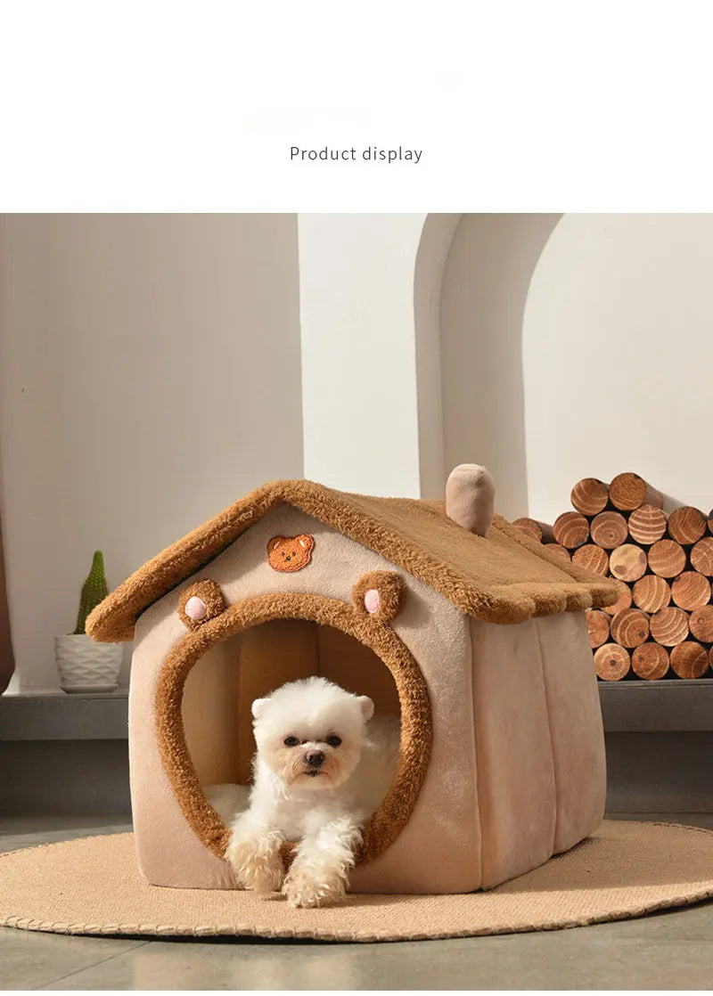 Foldable Dog House Kennel Bed Mat For Small Medium Dogs Cats Winter Warm Cat Bed Nest Pet Products Basket Pets Puppy Cave Sofa