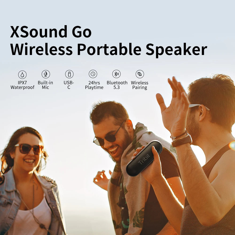 Tribit XSound Go Portable Bluetooth Speaker IPX7 Waterproof Better Bass 24-Hour Playtime For Party Camping Speakers Type-C AUX