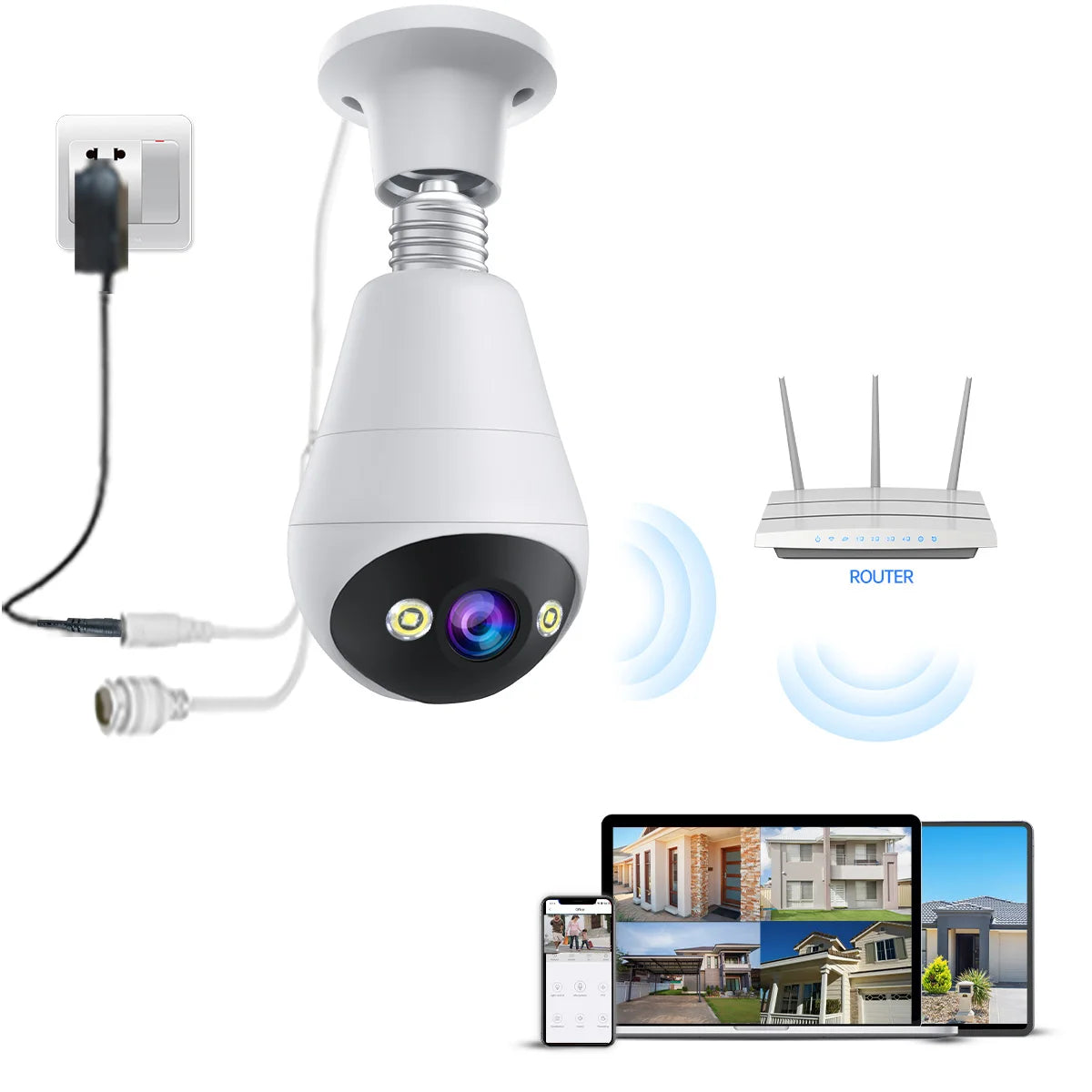 Jooan 2K 3MP E27 Bulb Camera WiFi Indoor Video Surveillance Home Security Monitor Full Color Night Vision Auto Tracking