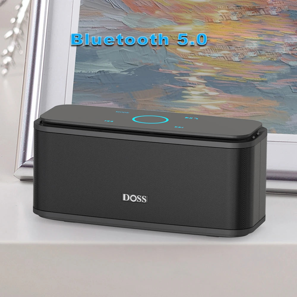 DOSS Bluetooth Speaker SoundBox, Touch Control Sound Box, 12W HD Sound, IPX5 Waterproof, Built-in Mic Hand Free Portable Speaker