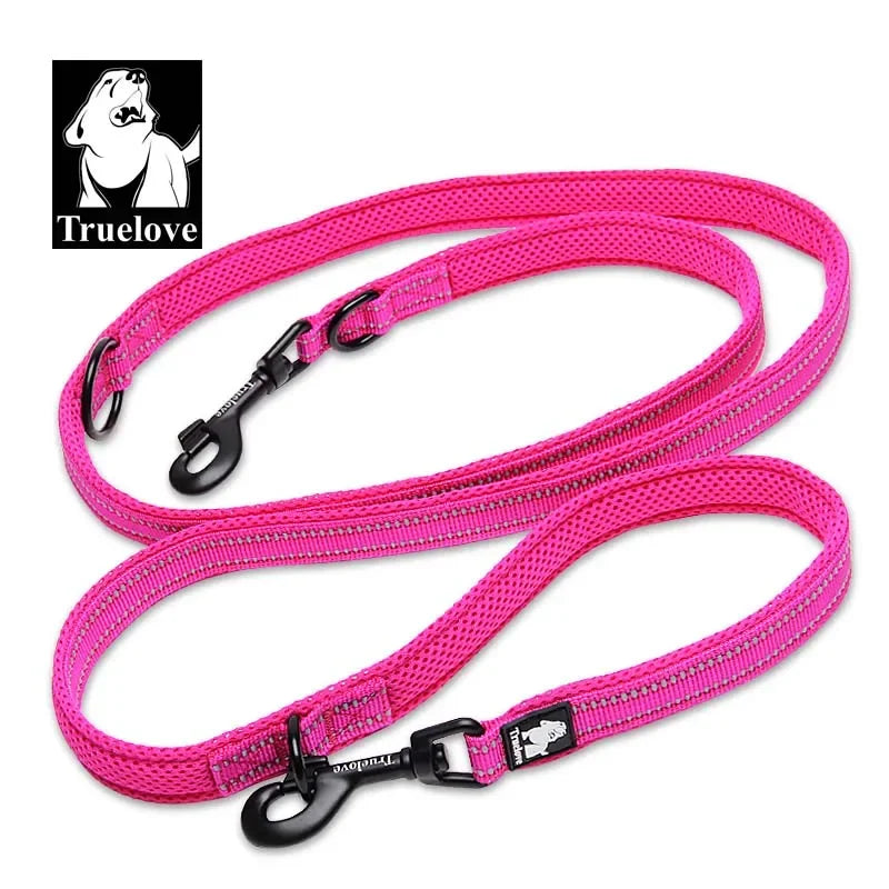 Truelove 7 In 1 Multi-Function Adjustable Dog Lead Hand Free Pet Training Leash Reflective Multi-Purpose Dog Leash Walk 2 Dogs