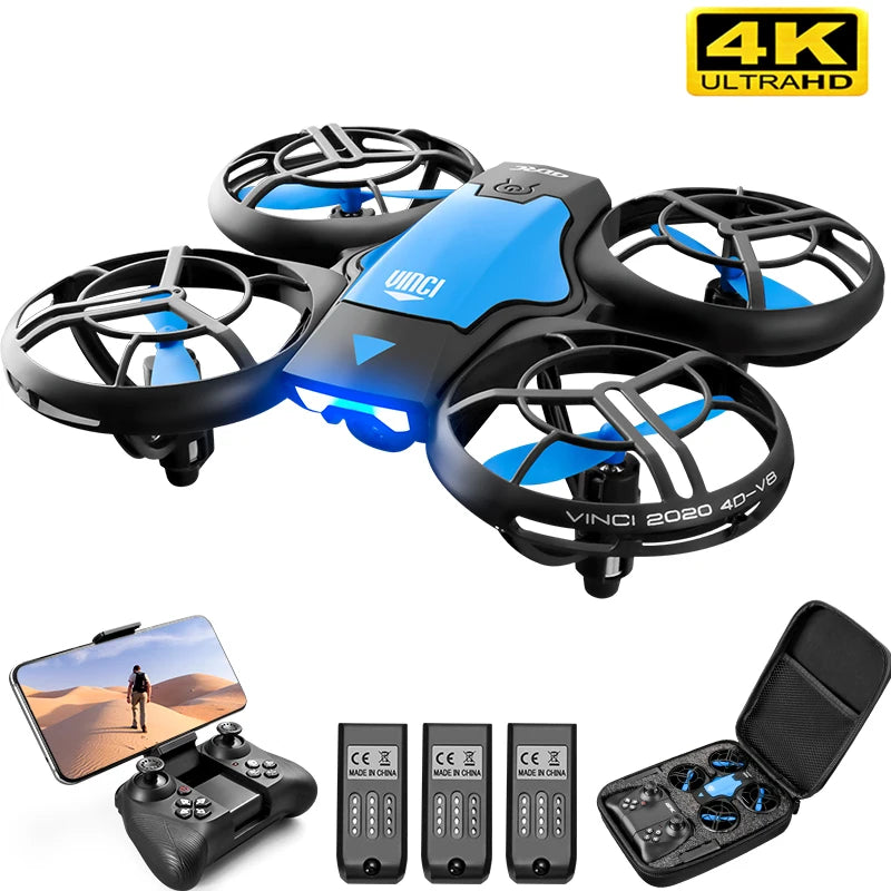 V8 New Mini Drone 4k profession HD 1080P Wide Angle Camera WiFi FPV RC Dron Height Keep Drones Helicopter Kids Toys 4DRC