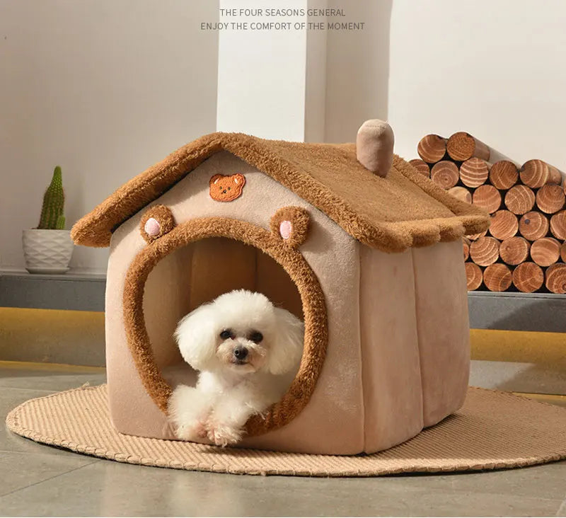 Foldable Dog House Kennel Bed Mat For Small Medium Dogs Cats Winter Warm Cat Bed Nest Pet Products Basket Pets Puppy Cave Sofa