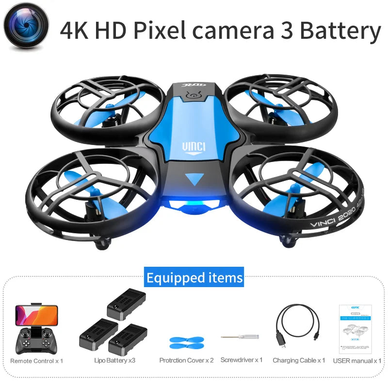 V8 New Mini Drone 4k profession HD 1080P Wide Angle Camera WiFi FPV RC Dron Height Keep Drones Helicopter Kids Toys 4DRC