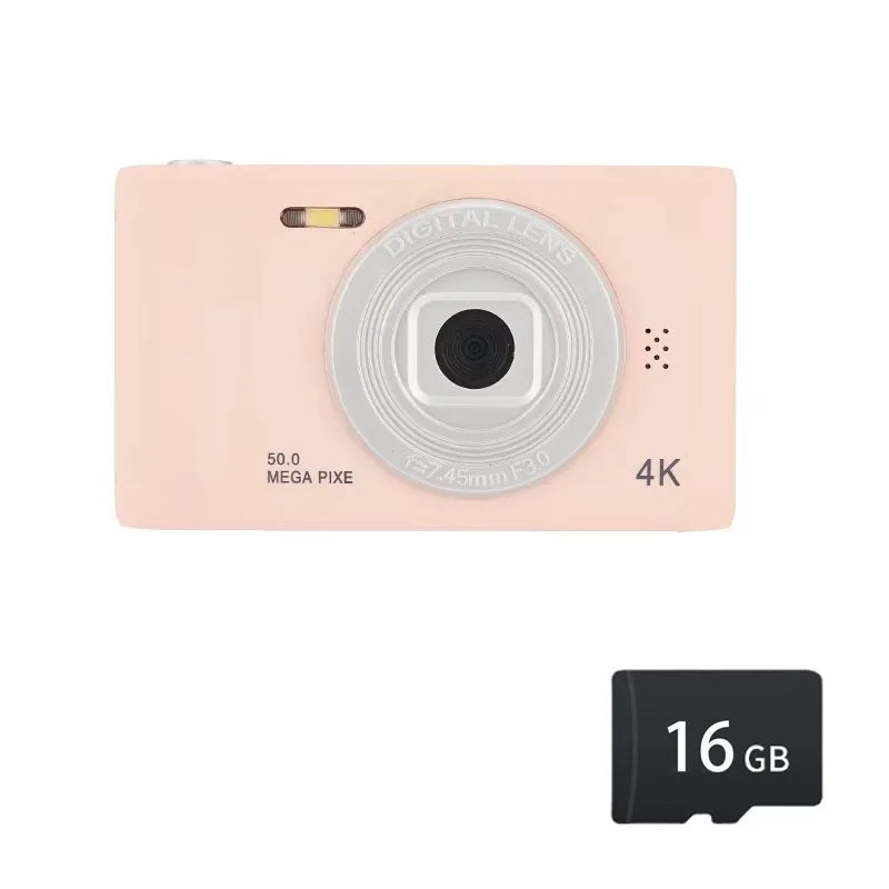 4K Digital Camera Travel Selfie Camara 50 Megapixels HD Zoom Photography 2.4inch Screen Entry-Level Kids Campus Mini Retro Cam