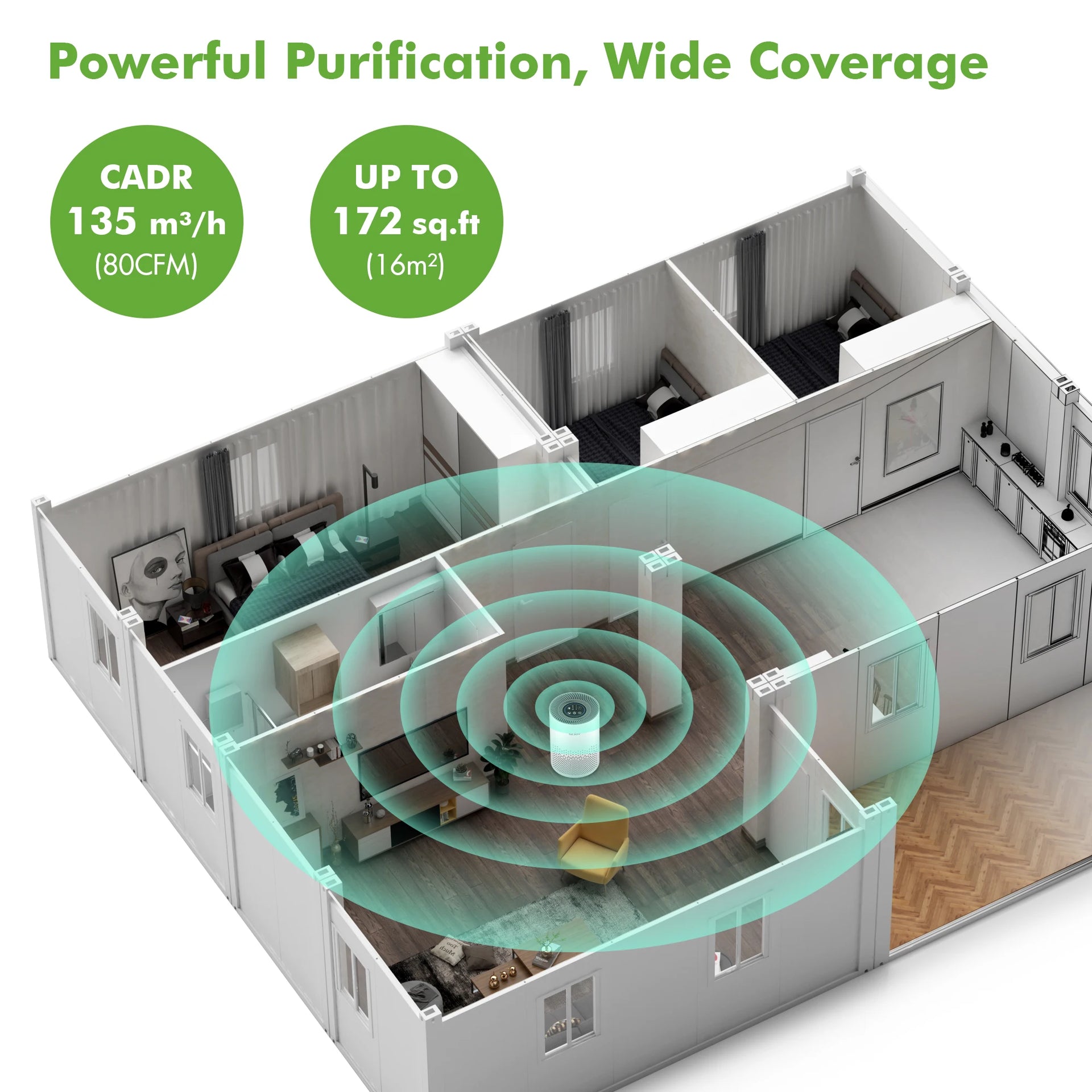 True HEPA Air Purifier Hepa Filter,4 Speeds,Timers Ionizer Cold Plasma 360° Air Inlet 99.9% Removal Rate For Indoor Bedroom