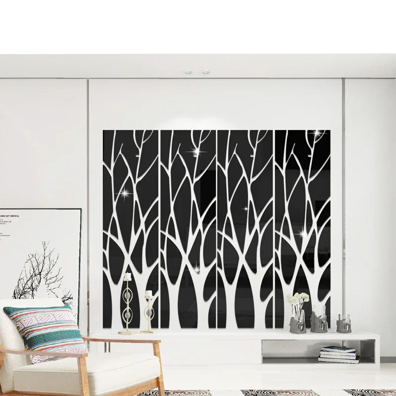 3D Acrylic Mirror Wall Stickers Nordic Style Tree Mirror Sticker Decal Removable Mural for DIY Home Living Room Wall Decoration