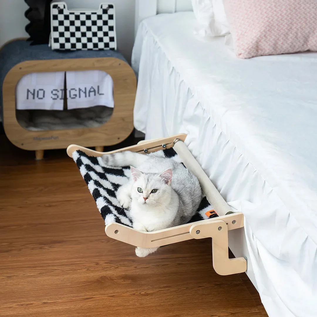 Window-Mounted Cat Bed, Hanging Cat Hammock for Windowsill and Balcony, Suspended Cat Nest for Sunbathing